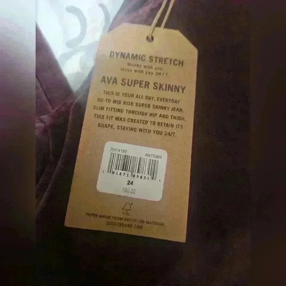 NWT! maroon lucky brand skinny jeans! - Picture 3 of 5